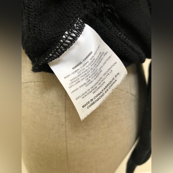 Nike genuine lamb leather shoulder decor cotton hoodie black M - Picture 9 of 16